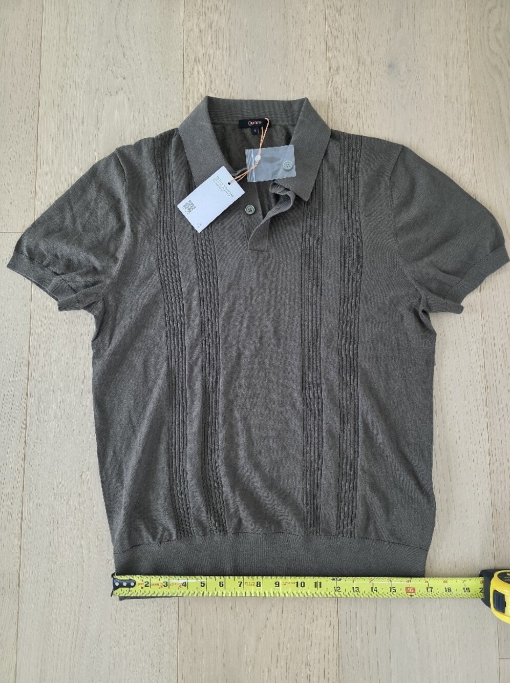 Cotton-Silk Ribbed Short Sleeve Sweater Polo - Olive - Picture 11 of 15